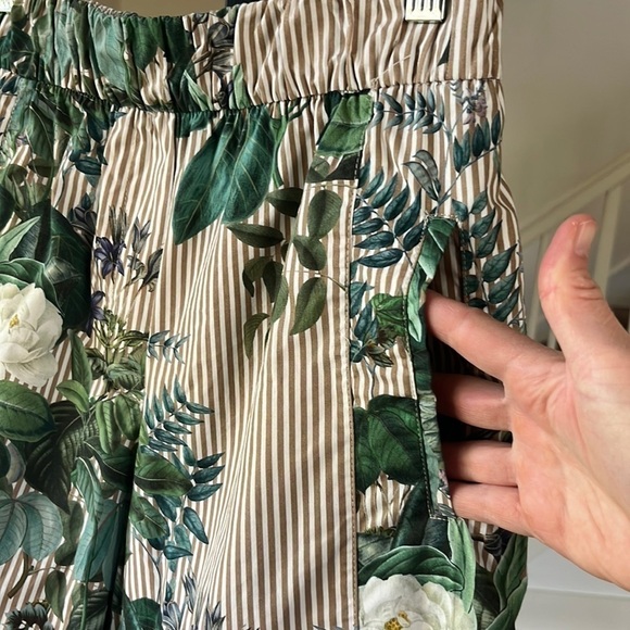 ZARA Floral Stripe Print Culottes Small - Picture 4 of 15